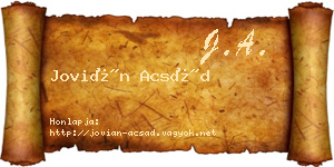 Jovián Acsád névjegykártya